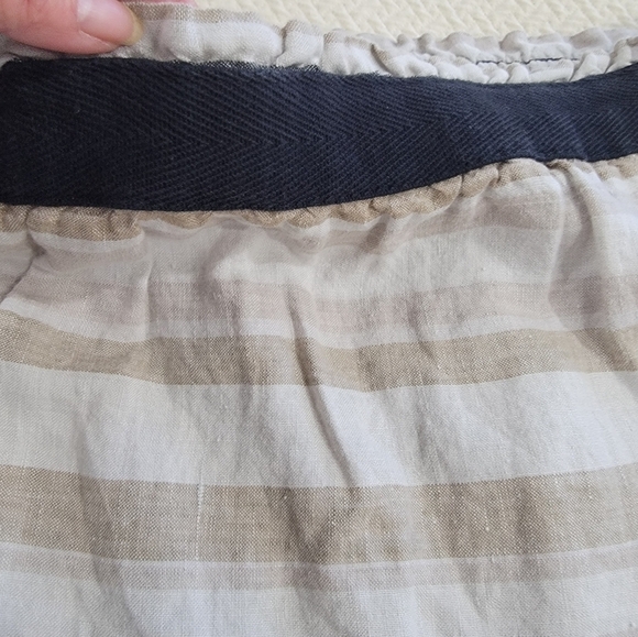 LOFT Tan Black Neutrals Striped 100% Linen Skirt Size Small - Picture 5 of 12